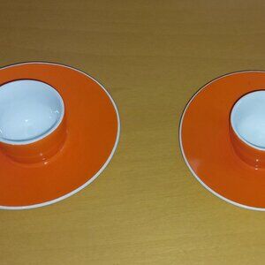 Porcelain Egg-cup with saucer - Orange - 1960'-1970's era